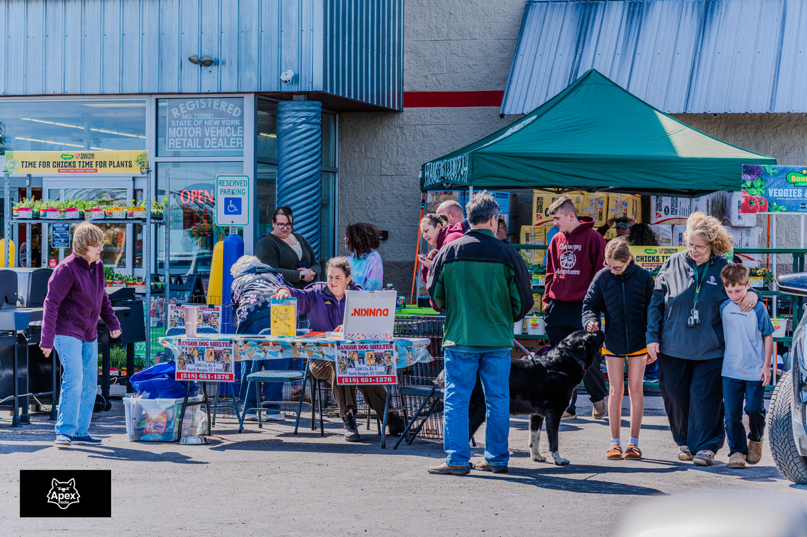 Bangor Dog Shelter adoption table set up in front of the Tractor Supply North Bangor storefront
